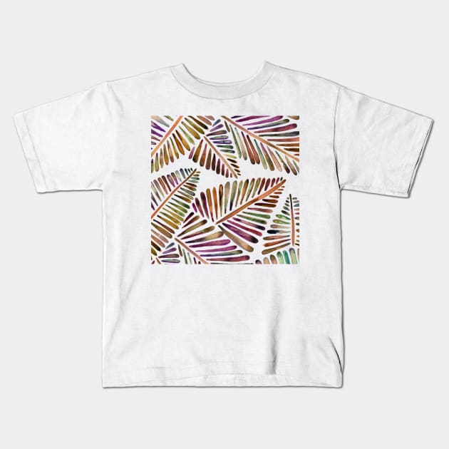 Vintage Banana Leaves Pattern Kids T-Shirt by CatCoq